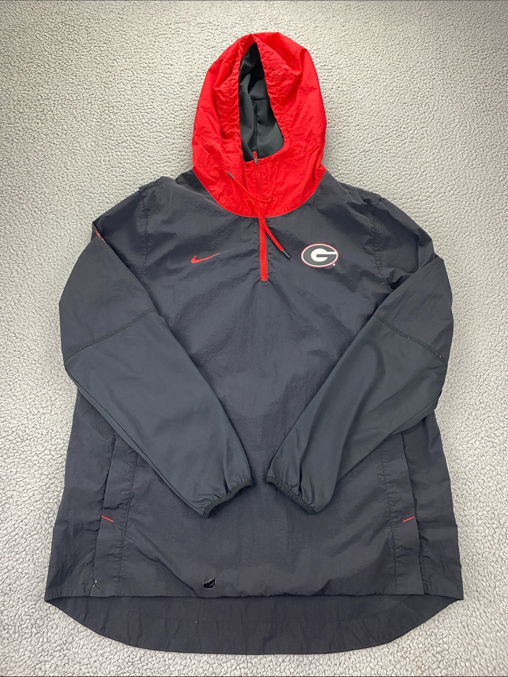 Nike Hooded Windbreaker Jacket Men S Georgia Bulldogs On Field 1/4 Zip   Size XL